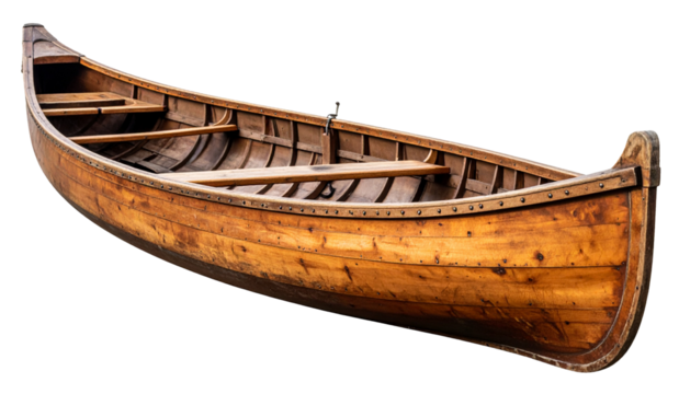 old wooden boat canoe isolated on white background