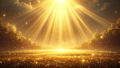 Golden rays illuminate a serene landscape