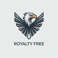Bold eagle logo design featuring a stylized eagle with spread wings, perfect for brands seeking a strong and patriotic identity