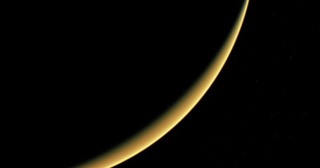 The image reveals the curved horizon of Mars, showcasing its surface details illuminated by sparse light against a dark backdrop, highlighting the planets unique terrain and atmosphere.