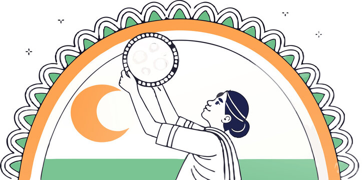 Karwa Chauth &ndash; Pastel Neon Moon Sieve