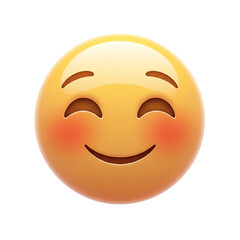 Fototapeta premium Blushing Smile Emoji – Glossy Yellow Face with Closed Eyes and Gentle Joy