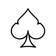 Fototapeta premium Simple black outline of a spade suit symbol for playing cards on a white background design element