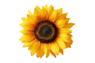 Fototapeta premium Vibrant sunflower, centered against white