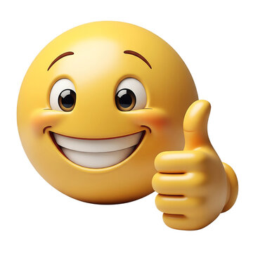 Thumbs-Up Emoji &ndash; 3D Yellow Face with Big Smile and Approval Gesture