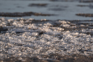 WINTER ON THE SEA COAST - Seawater and ice on the shoreline