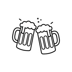 glass of beer. or Cheers Two Beer Mug Clinking with Bubble for Celebration festival party