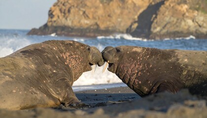 Walruses Interacting Beach