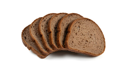 Fresh rye bread slices ready for a delicious sandwich or healthy breakfast on a clean white background
