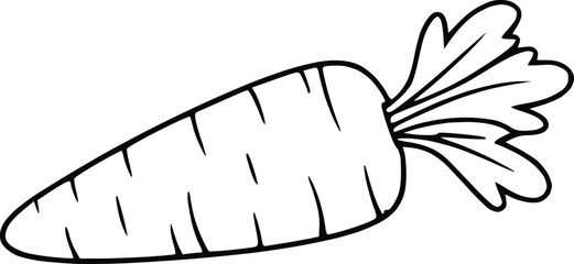 Black and white hand-drawn carrot illustration, simple and healthy.