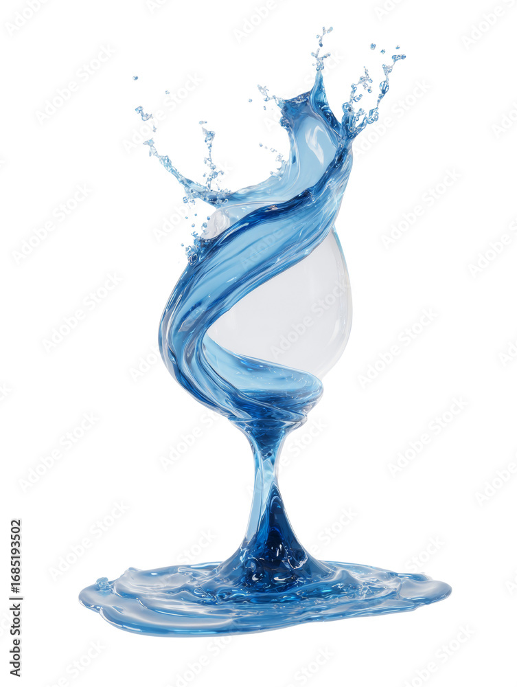 Wall mural dynamic fluid sculpture forming a unique goblet shape on a seamless background