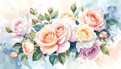 Elegant watercolor roses
