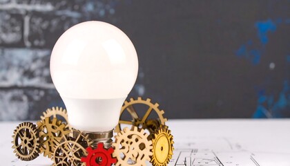 Lightbulb surrounded by gears