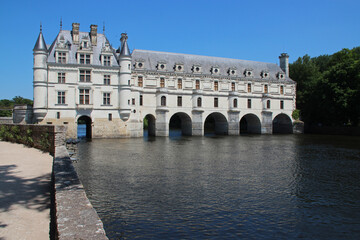 river cher and gothic and renaissance castle (chenonceau) in chenonceaux in france 