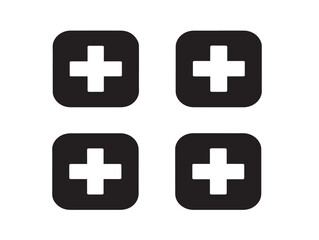 Plus Sign Icon Collection in Clean Mathematical Silhouette Vector Illustration Design