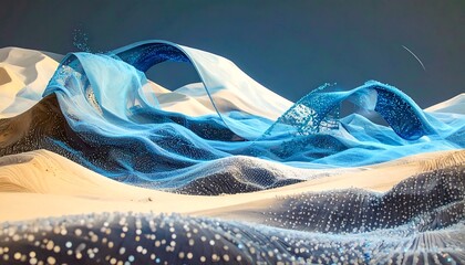 Abstract desert landscape with flowing fabric