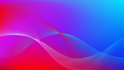 Wavy lines with red blue purple gradient mesh abstract background
