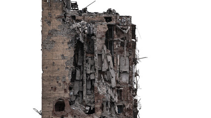 ruined street and destroyed houses the city war in Ukraine