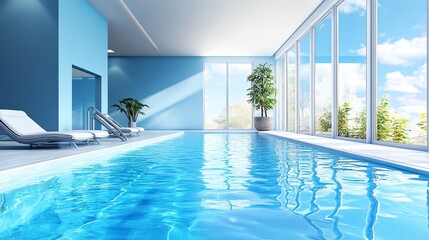 Fototapeta premium Swimming in a clean blue pool