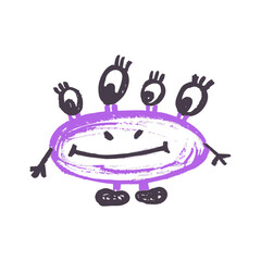 Children's icon with wax crayons and pastels