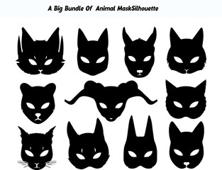 Collection of Animal Mask Silhouettes for Halloween or Cosplay Events