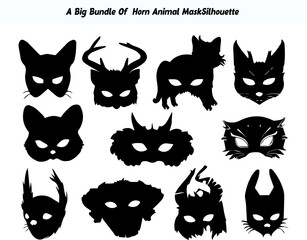 Collection of Animal Mask Silhouettes for Halloween or Masquerade Parties