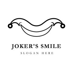 Joker Smile Logo Design with Jester Hat for Fun, Comedy, and Casino Branding