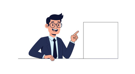 Presenting ideas with enthusiasm a confident businessman points towards whiteboard space for text