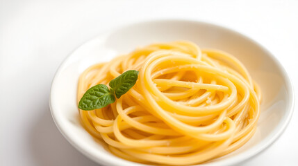 Pasta on white background close up macro.