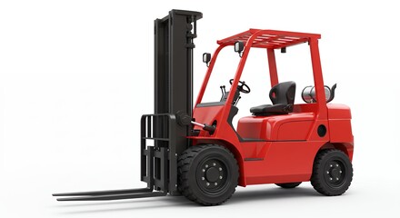 Red forklift isolated on white background