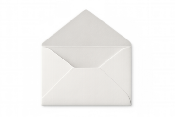 White envelope partially opened on transparent background, perfect for messages and invitations