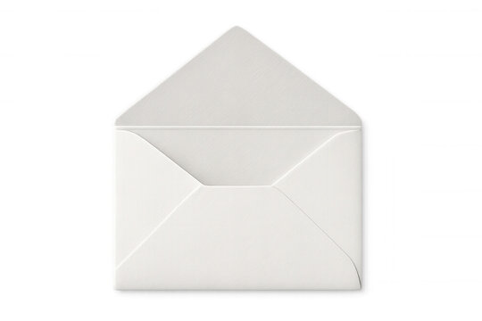 White envelope partially opened on transparent background, perfect for messages and invitations