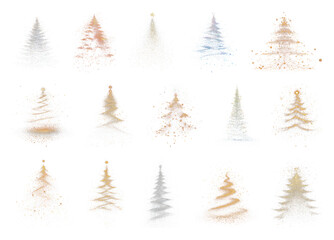 Obraz premium PNG Festive abstract Christmas tree designs, element set on transparent background