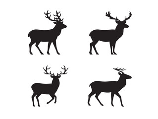 Winter Holiday Reindeer Icon Collection in Bold Seasonal Silhouette Vector Illustration