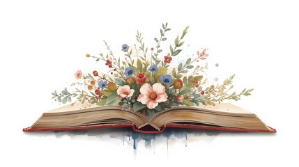 open book with flowers
