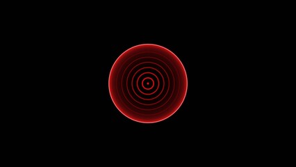 Radio waves concept red color 4k illustration. Radio wave signal motion graphics and Radio waves black background 4k illustration.