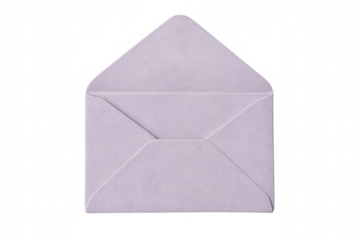 Purple envelope on transparent background, ready for inserting a message for communication or correspondence