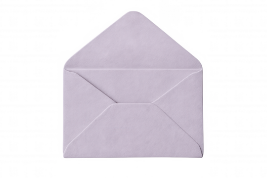 Purple envelope on transparent background, ready for inserting a message for communication or correspondence