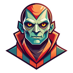 Scary halloween mask with colorful design elements