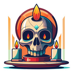 Colorful spooky skull candle holder design