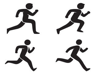 Professional Sports Running Man Icon Collection in Modern Silhouette Vector Illustration
