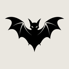 Stylized black bat silhouette with glowing eyes on a light background