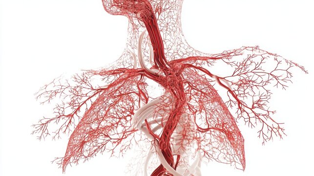 Comprehensive 3D illustration of human lymphatic system, isolated on white background	