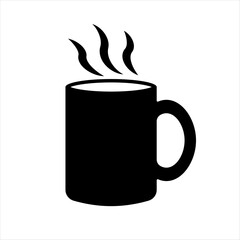 Coffee mug flat icon. Silhouette of a cup with hot tea. Vector illustration isolated on white background.