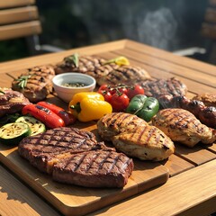 夏の庭の肉祭り