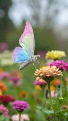 Colorful butterfly on vibrant flowers
