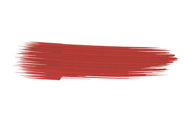 Single Red Brush Stroke Isolated on Transparent Background