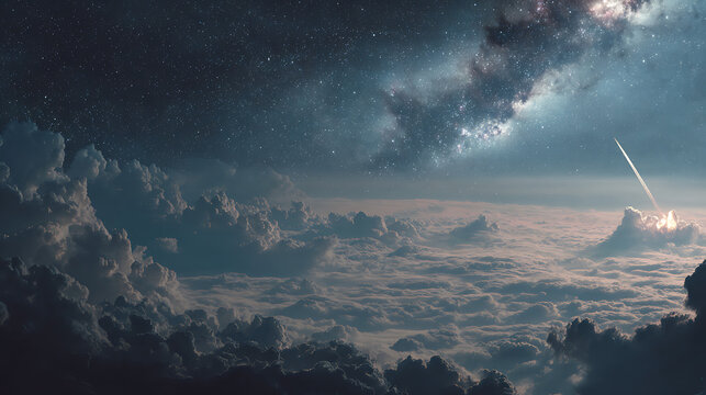 The awe-inspiring sight of a fresh launch against a backdrop of distant galaxies mid-journey (1)