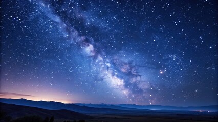 Naklejka premium Milky Way Over Mountain Landscape at Night
