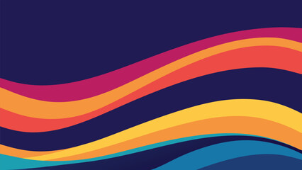 Obraz premium Abstract Wavy Lines in Warm Colors on Dark Blue Background curves